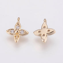 Cargar imagen en el visor de la galería, Charm de Flor con Zirconia Cúbica – Baño de Oro 18K