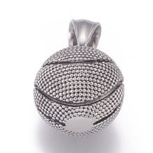 Cargar imagen en el visor de la galería, Dije de Balón de Baloncesto en Acero Inoxidable 304 – Plateado