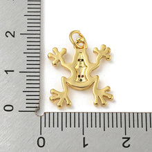 Cargar imagen en el visor de la galería, Dije de Rana con Circonia Cúbica Micro Pavé en Latón con Baño de Oro 18K – 17x15 mm