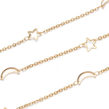 Cargar imagen en el visor de la galería, Rollo de Cadena con Estrellas y Lunas Acero Inoxidable Dorado