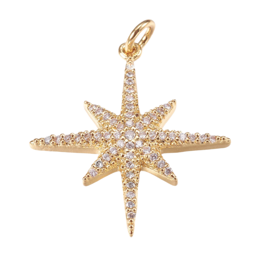 Colgante con zirconia cúbica micro pave en forma de estrella