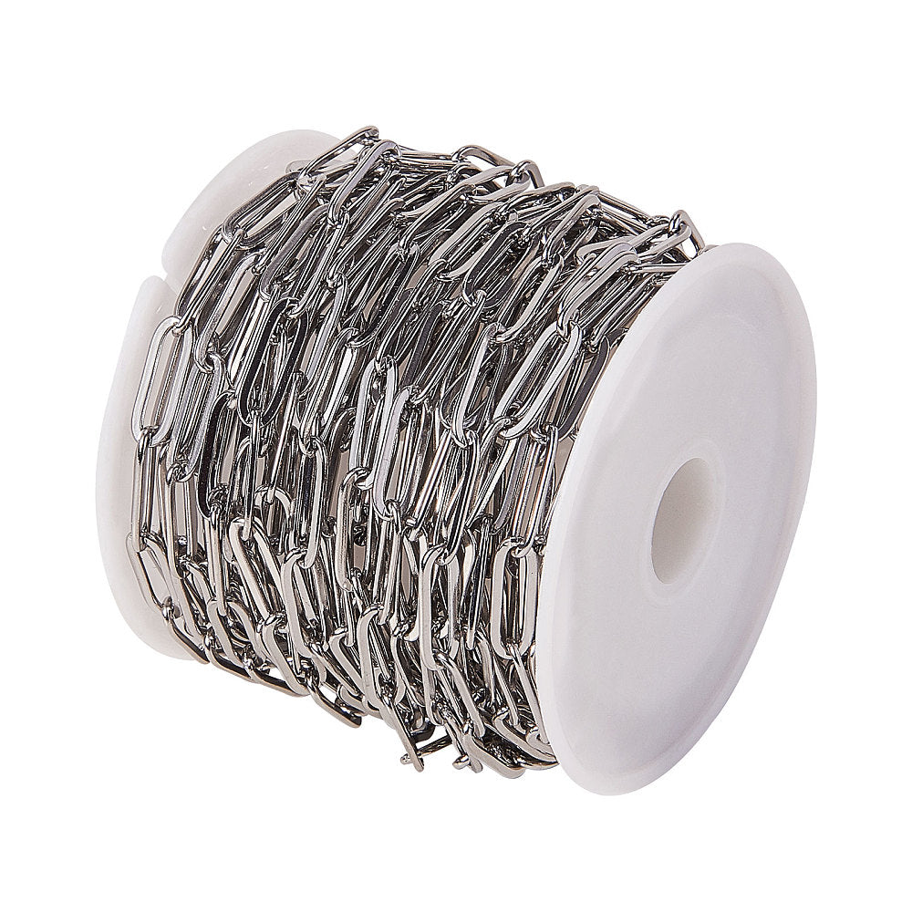 Rollo de cadena paper clip 5 metros plateada